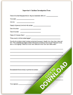 Supervisors Incident Investigation Form