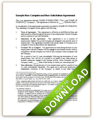 Sample Non-Compete and Non-Solicitation