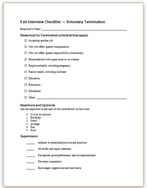 Employee Exit Checklist Template