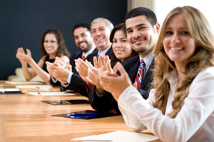 Business group clapping